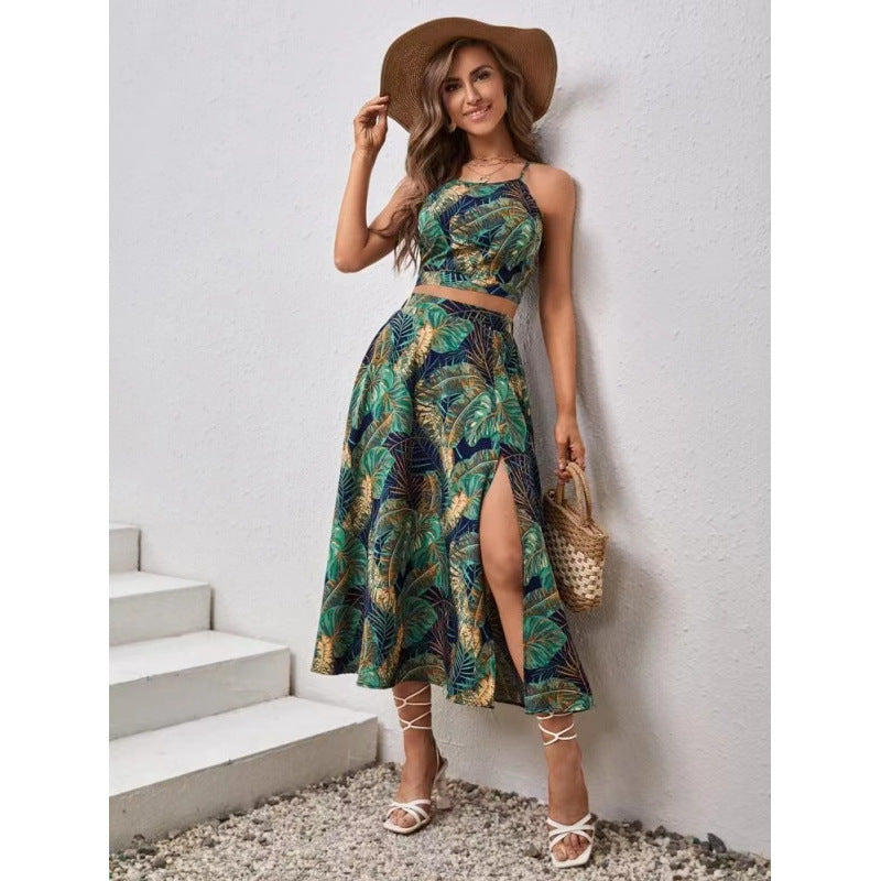 Damen Maxikleid mit floralem Twist und seitlichem Schlitz