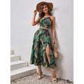 Damen Maxikleid mit floralem Twist und seitlichem Schlitz