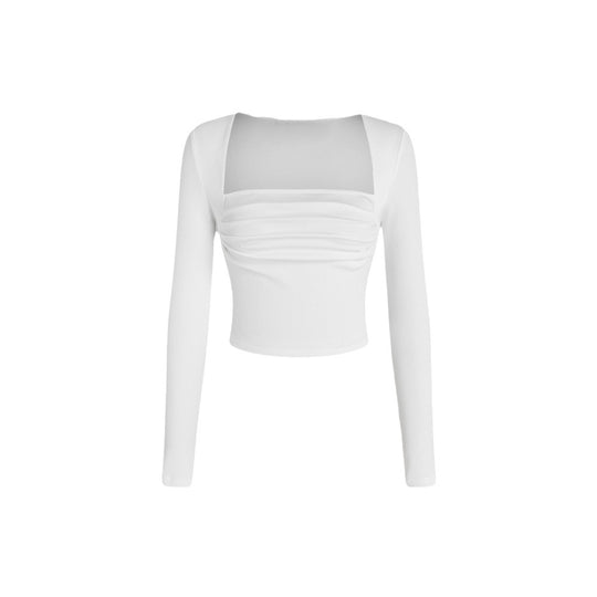 Damen gerafftes Cropped-Longsleeve mit quadratischem Ausschnitt und figurbetonter Passform Shop Nory