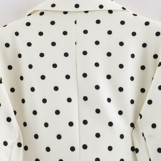Damen Kurzblazer mit Punktmuster, tailliertem Schnitt und Reverskragen Shop Nory