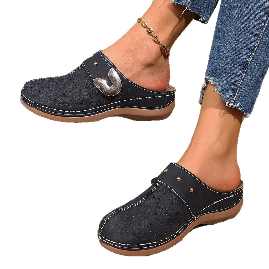 Damen Komfortable Clogs mit blumigen Verzierungen und ergonomischem Fußbett Shopnory