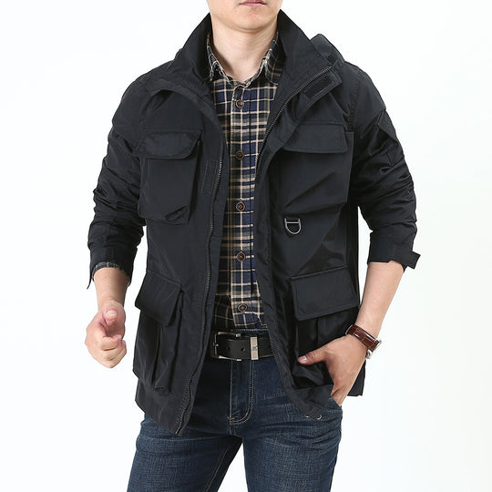Herren urbane Feldjacke mit Mehrfach‑Taschen, windabweisender Oberfläche und verdeckter Kapuze Shop Nory