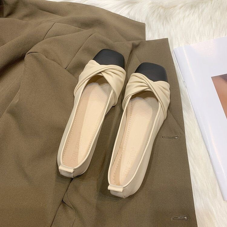 Damen Ballerinas mit modernem Knotendesign und kontrastierender Sohle Shopnory