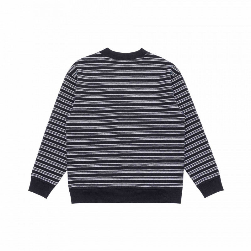 Unisex Gestreifte Boxy-Strickjacke mit V‑Ausschnitt, Knopfleiste und gerippten Abschlüssen Shop Nory