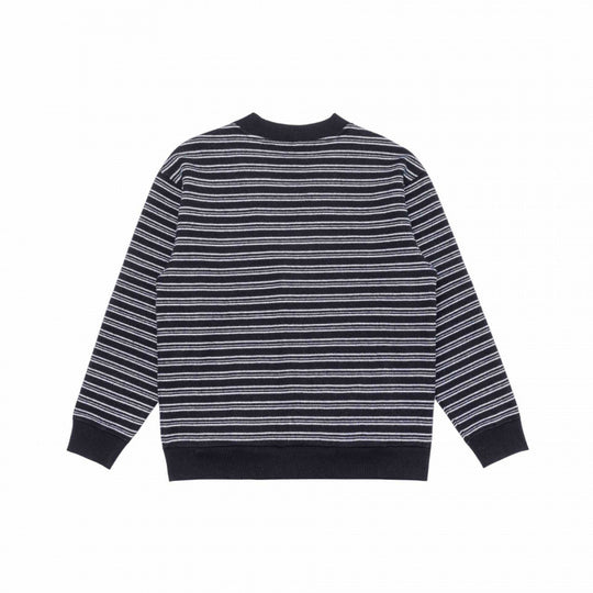 Unisex Gestreifte Boxy-Strickjacke mit V‑Ausschnitt, Knopfleiste und gerippten Abschlüssen Shop Nory