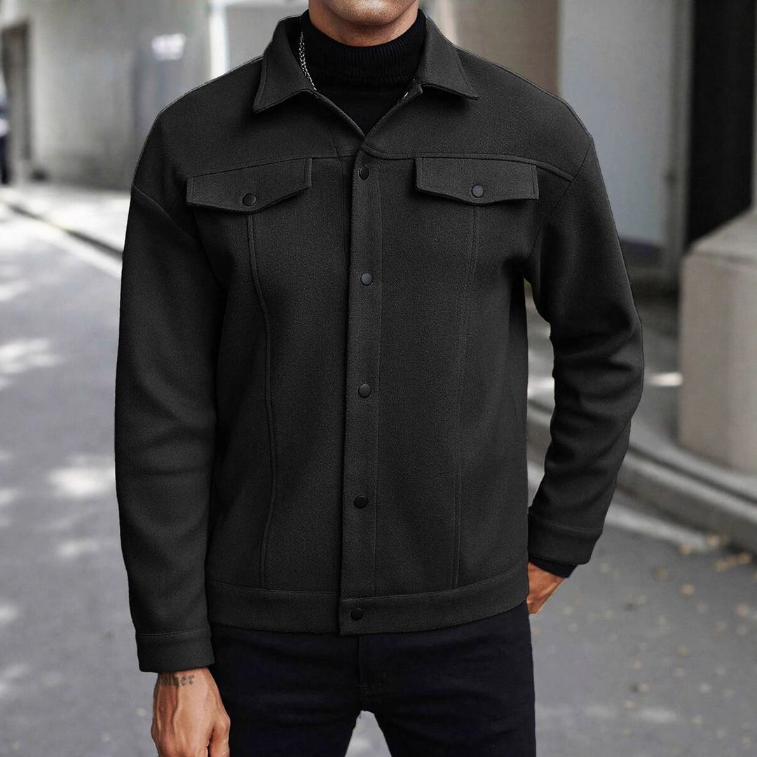 Herren Overshirt-Jacke im Trucker-Stil mit Wollmix-Optik und Druckknöpfen Shop Nory