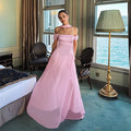 Damen Elegantes Abendkleid mit schulterfreien Puffärmeln und Choker
