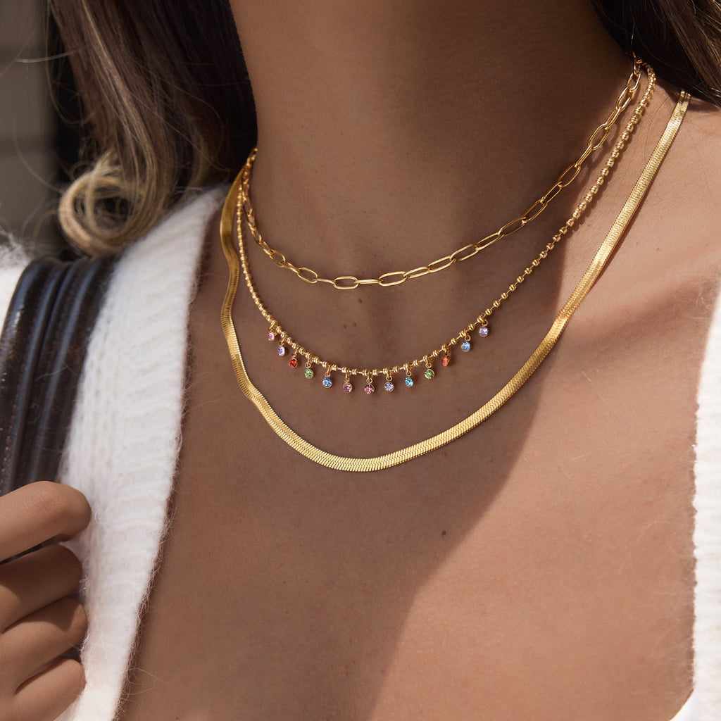 Damen elegante Halskette mit filigranem Gliederdesign Shop Nory