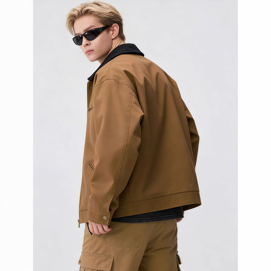 Herren Zip-Blouson im Worker-Stil mit Cordkragen und Brusttasche Shop Nory