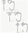 Damen Ohrstecker-Set mit Herz-, Schleifen- und Kristallanhängern Shop Nory