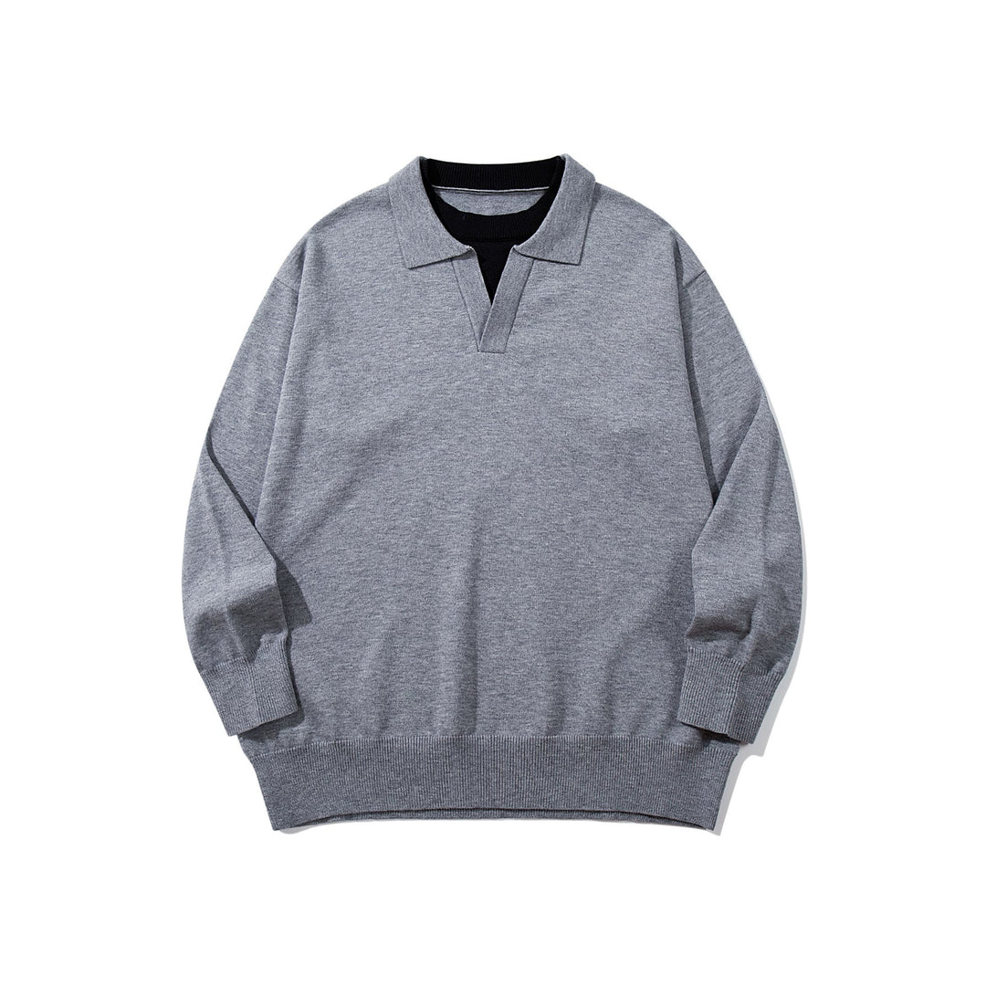 Unisex Feinstrick-Polo mit V‑Ausschnitt‑Cutout und integriertem Rollkragen-Layer Shop Nory