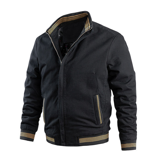 Herren Leichter Canvas-Bomber mit gestreiften Rippbündchen und Stehkragen Shop Nory