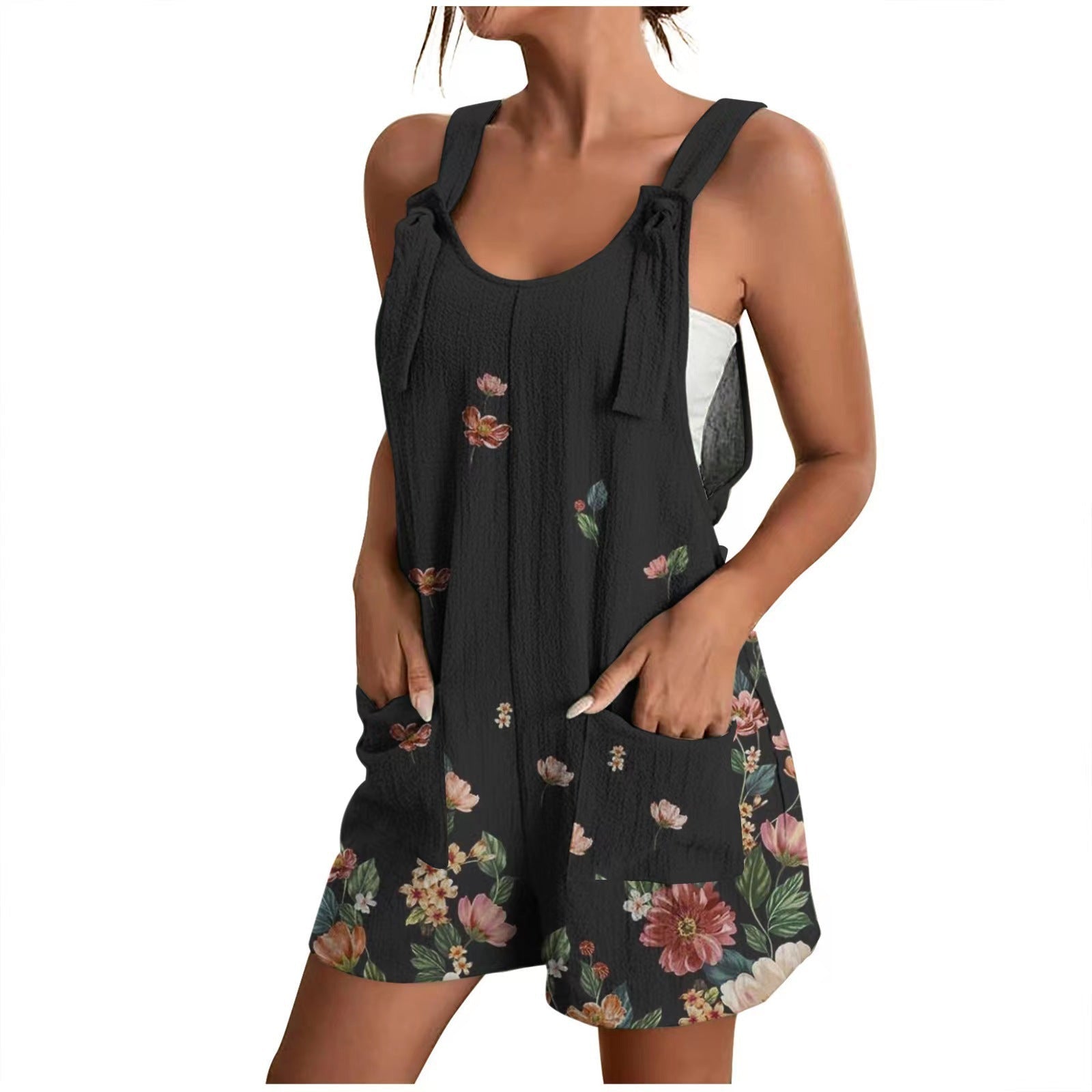 Damen lässiger Overall mit floralem Design und praktischen Taschen