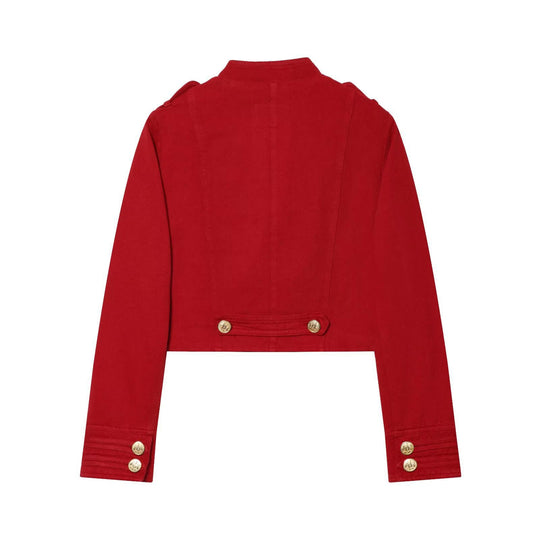 Damen kurz geschnittene militärisch inspirierte Jacke mit dekorativen Zierknöpfen Shop Nory