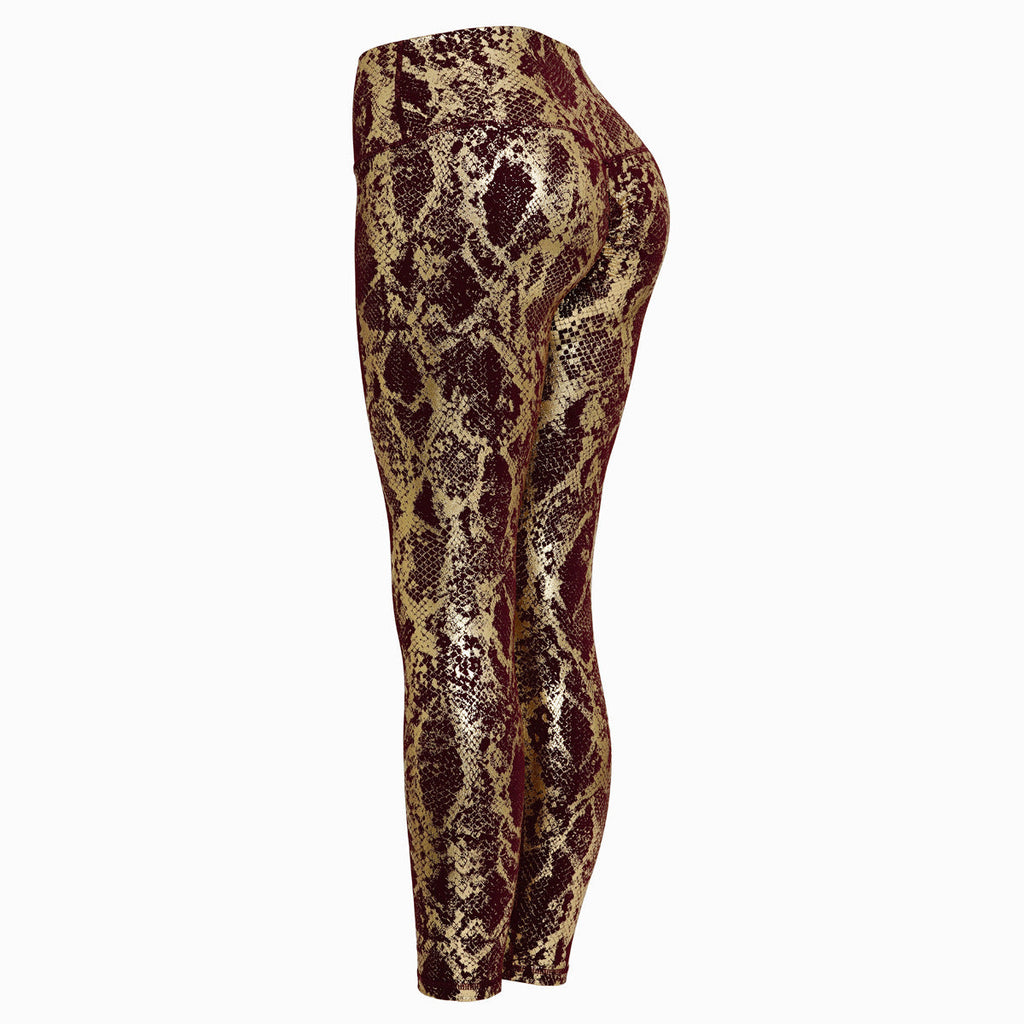 Damen Sportleggings im Schlangenprint mit hohem Bund