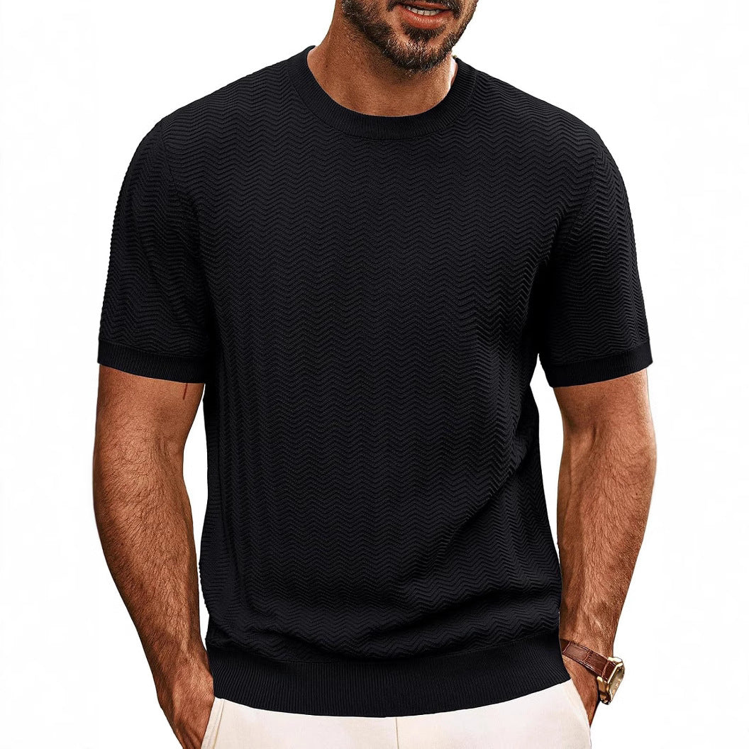 Herren strukturiertes Rundhals T-Shirt ShopNory