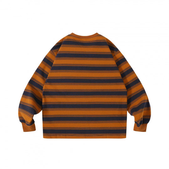 Unisex Oversize Streifen-Sweatshirt mit Brusttasche und Rundhals Shop Nory