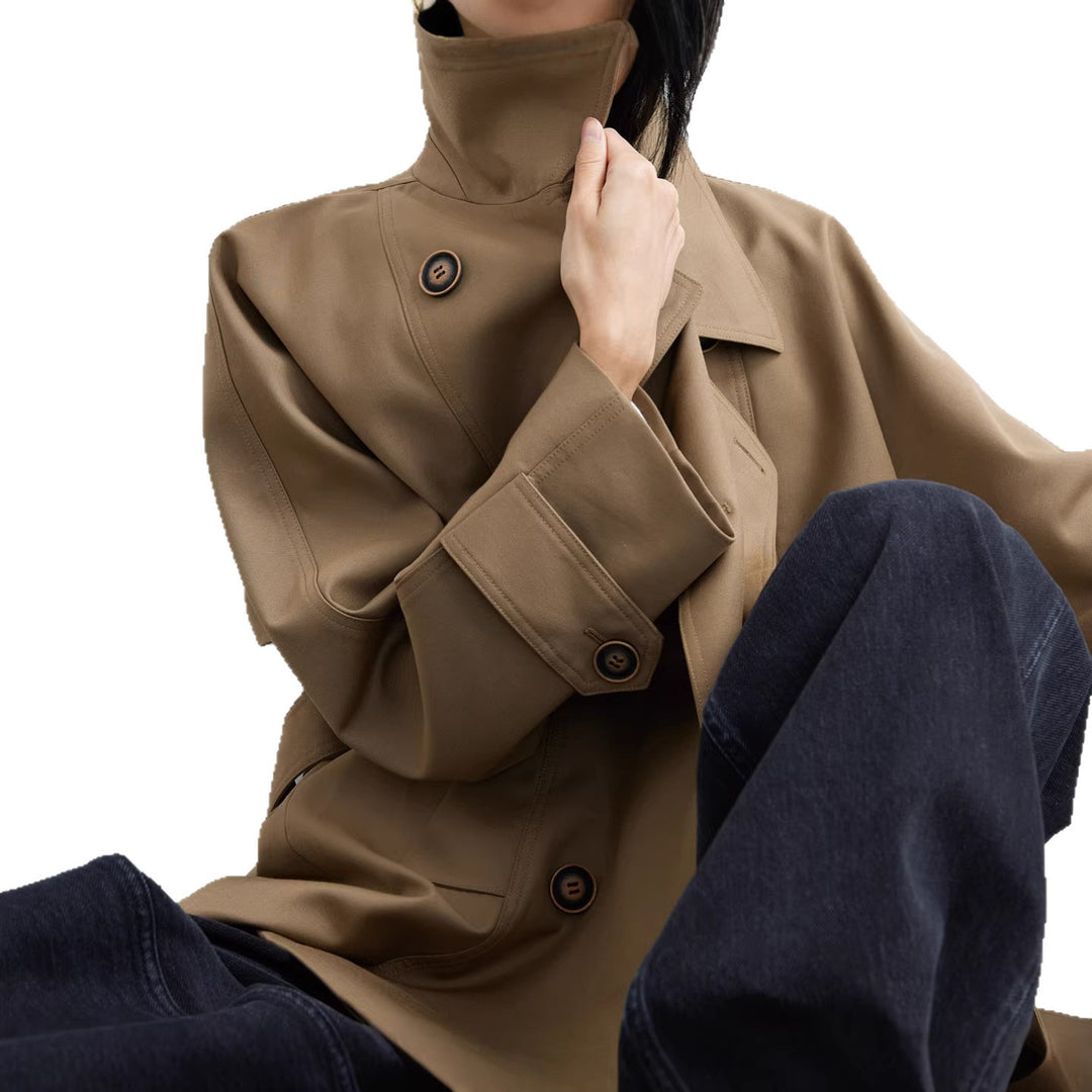 Damen Modischer Trenchcoat mit Taillengürtel und großen Taschen Shop Nory