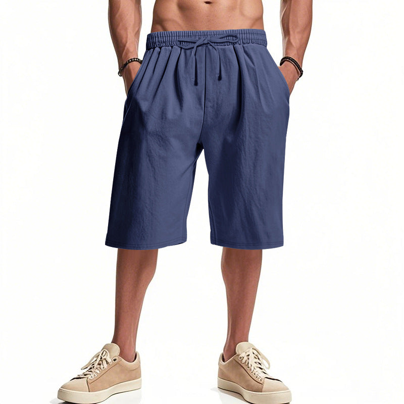 Herren nan lässige Bermudashorts aus Baumwollmix mit elastischem Bund Kordelzug und Seitentaschen