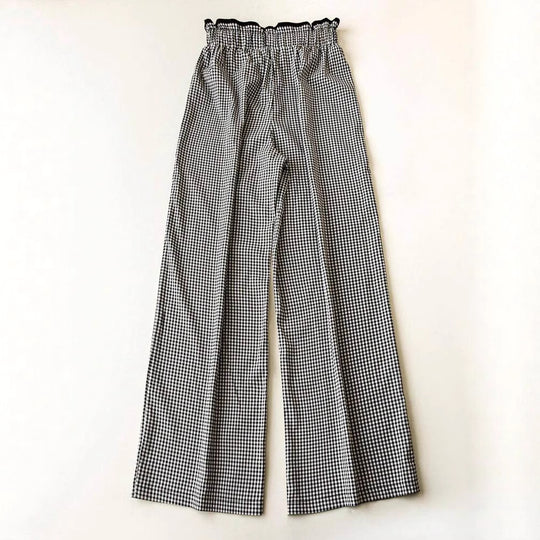 Damen Weite Vichy-Hose mit hoher Smok-Taille, Tunnelzug und aufgesetzten Taschen Shop Nory