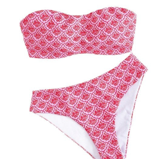 Damen Bandeau-Bikini mit elegantem Muster Shopnory