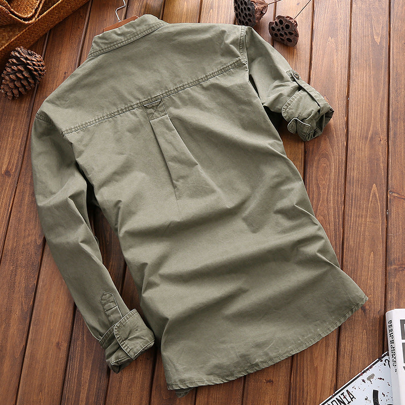Herren Longline Canvas-Overshirt im Utility-Stil mit Brustpattentaschen Shop Nory