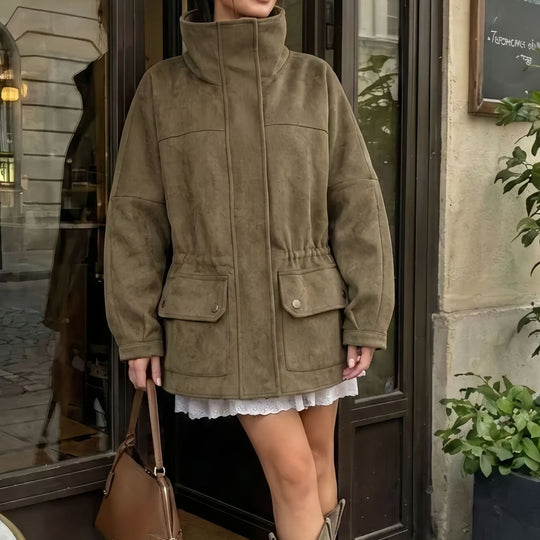 Damen Modische Oversize-Winterjacke mit Kordelzug