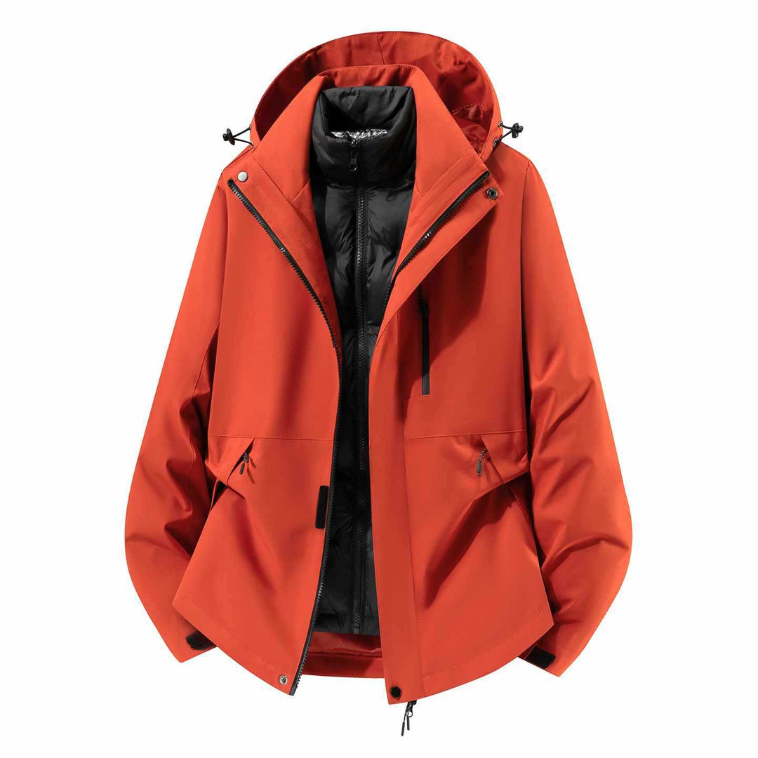 Herren Wasserfeste dreiteilige Winterjacke mit abnehmbarer Daunen-Innenjacke und Kapuze Shop Nory