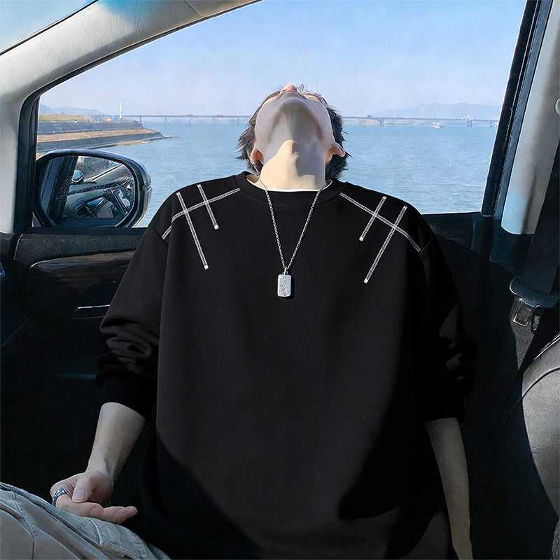 Herren Oversize-Sweatshirt aus Baumwollmischung mit sichtbaren Ziernähten an den Schultern Shop Nory