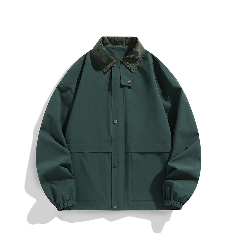 Herren Oversize-Utility-Jacke mit Cordkragen und Druckknopffront Shop Nory