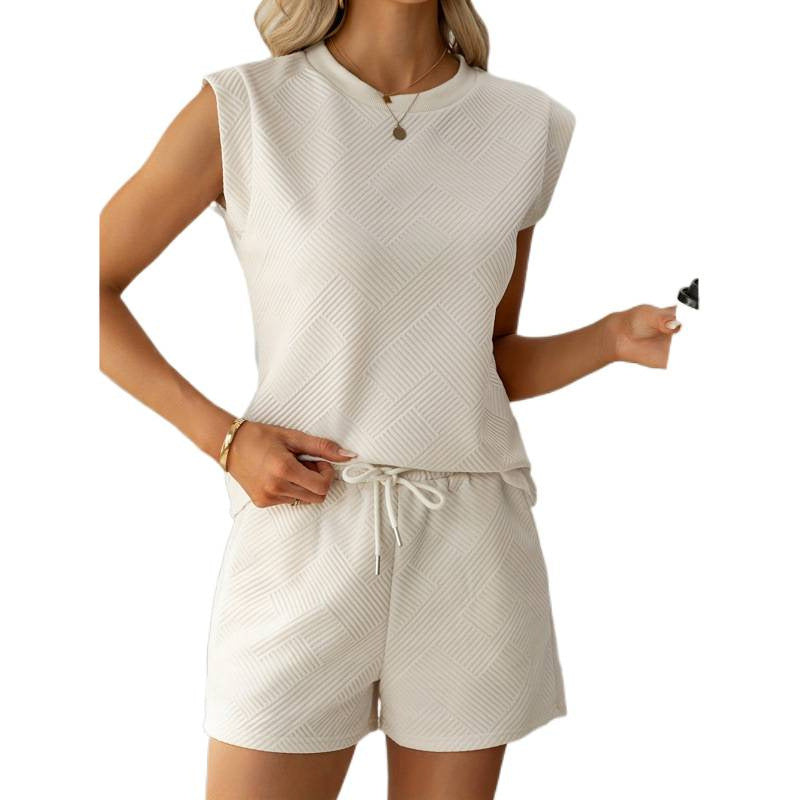 Damen Kurzarm-Overall mit Rüschendetails und Bindegürtel