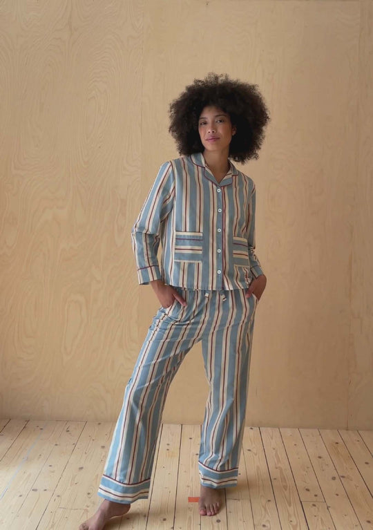 Damen Pyjama-Set mit modischem Streifenmuster