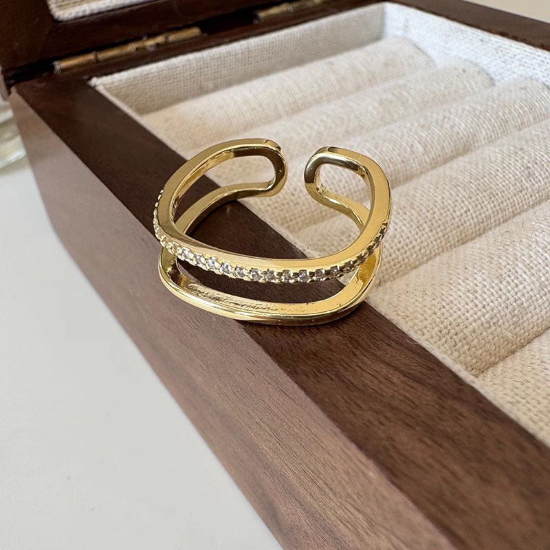 Damen Offener Ring mit funkelndem Zirkonia-Akzent Shop Nory