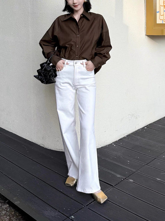 Damen Elegante Oversized Bluse aus hochwertigem Stoff Shop Nory