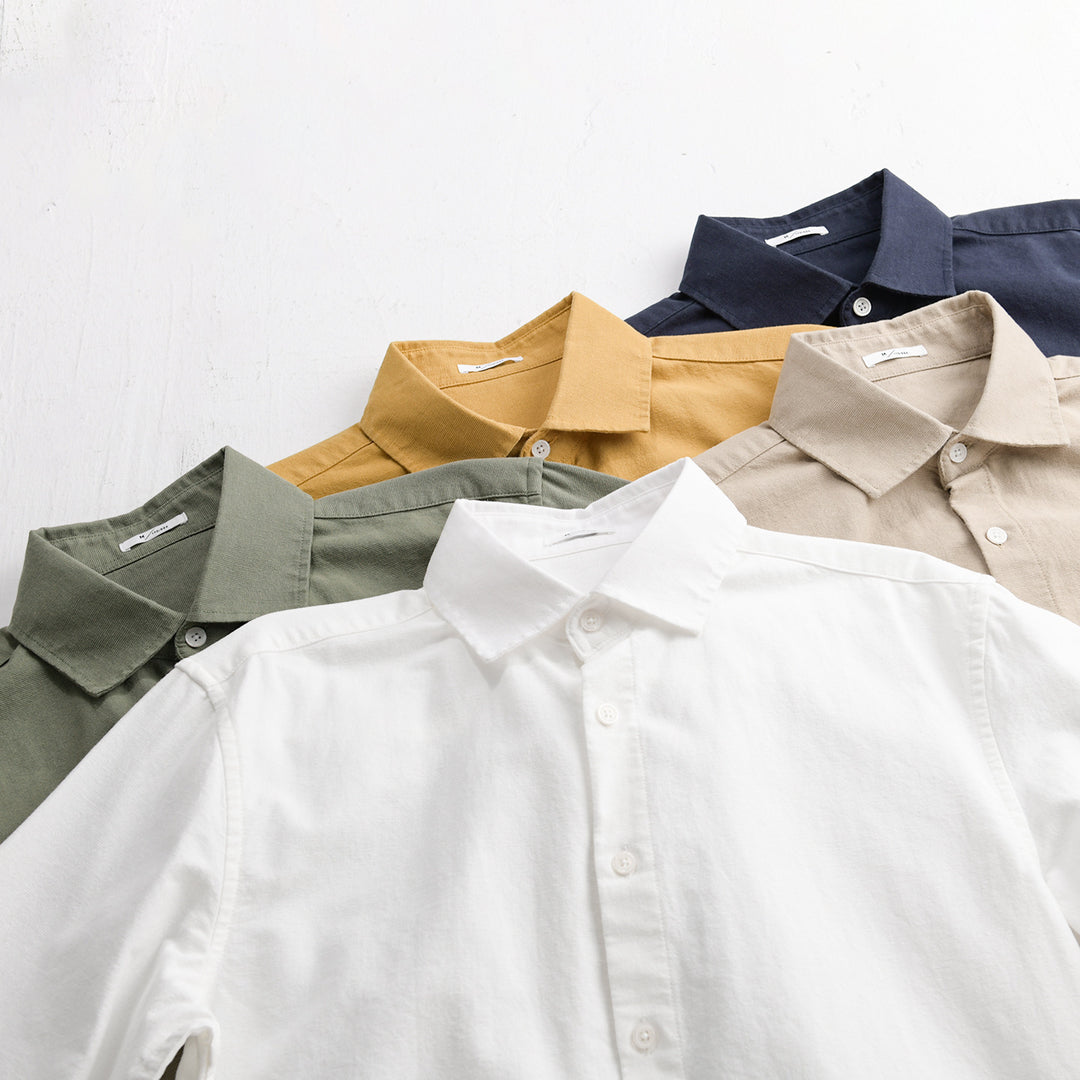 Herren Leichtes Leinen-Baumwoll-Overshirt mit Kentkragen, Relaxed‑Fit und durchgehender Knopfleiste Shop Nory