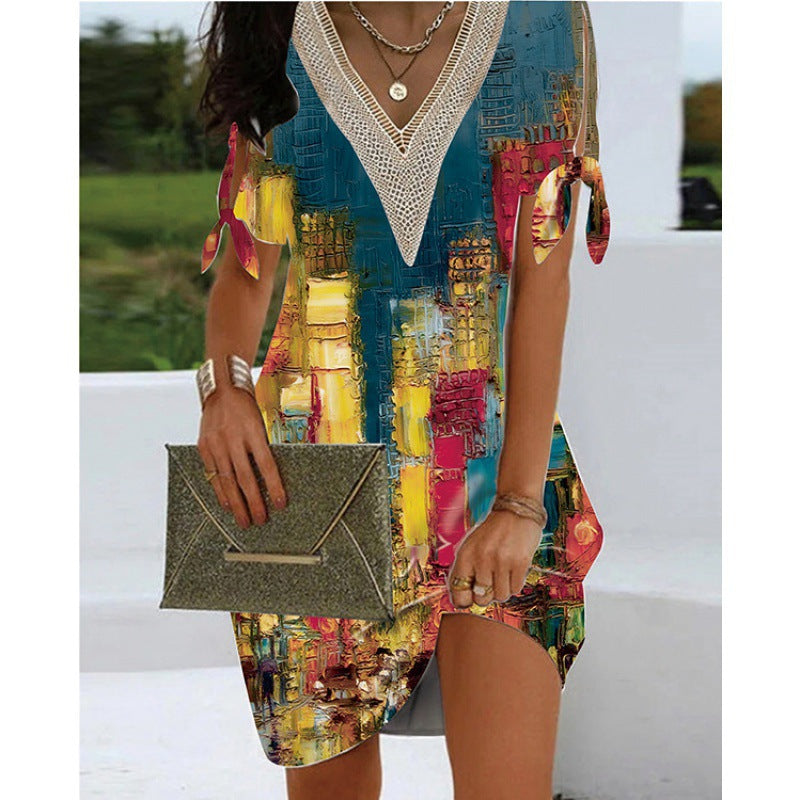 Damen Strandkleid mit Spitzenakzenten und funkelndem Design