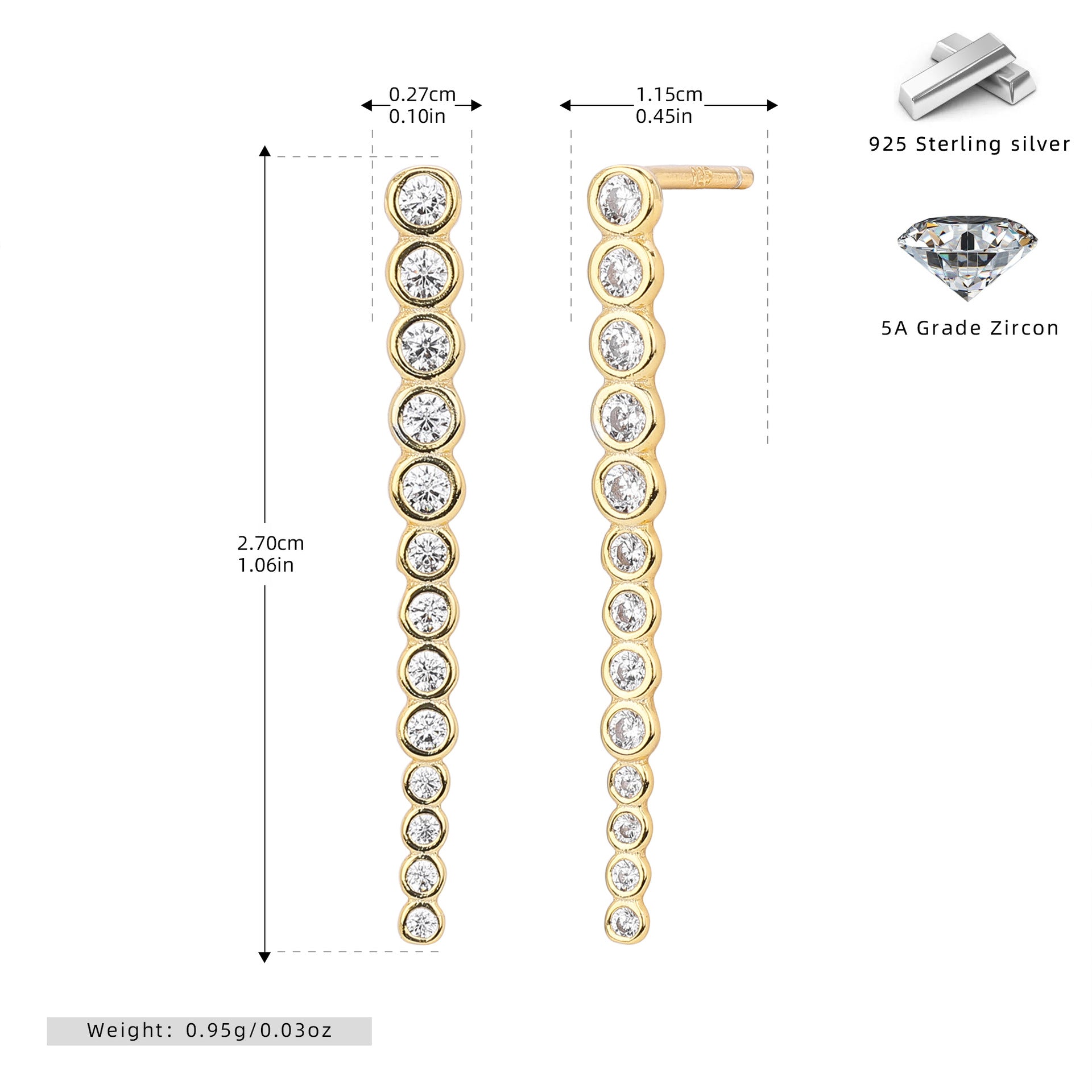Damen Ohrhänger mit funkelnden Zirkonsteinen aus hochwertigem 925 Sterling Silber Shop Nory