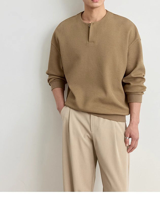 Herren Strukturierter Oversize-Strickpullover mit Henley-Knopfleiste Shop Nory