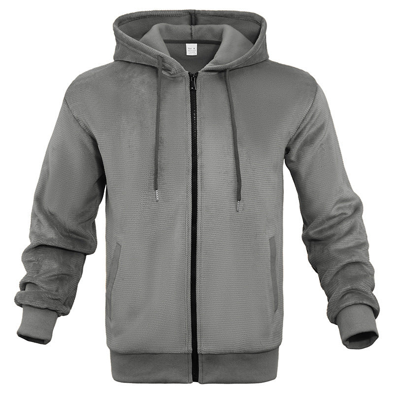 Herren sportlicher Zip-Hoodie aus atmungsaktivem Material mit Taschen