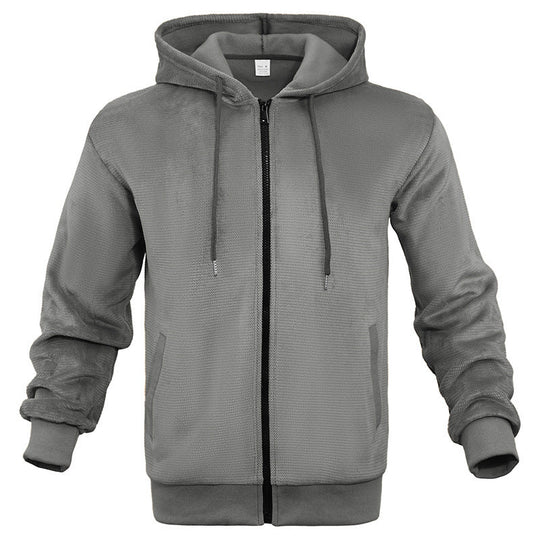 Herren sportlicher Zip-Hoodie aus atmungsaktivem Material mit Taschen