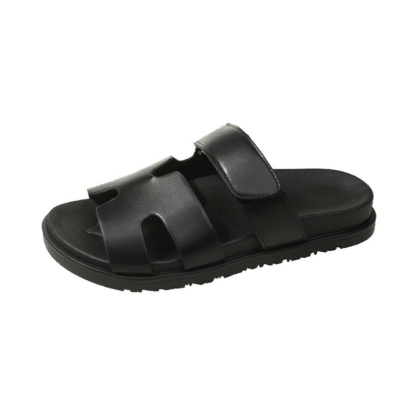 Damen komfortable Veloursleder-Sandalen mit verstellbarem Klettverschluss und rutschfester Sohle Shopnory