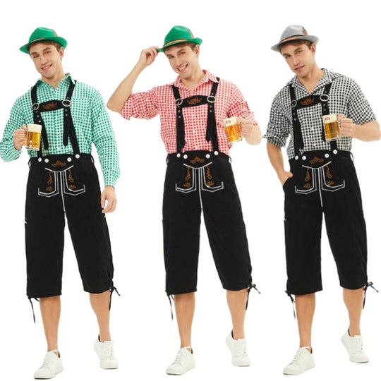 Herren nan knielange Trachten-Latzhose mit verstellbaren Trägern und dekorativer Stickerei Shop Nory