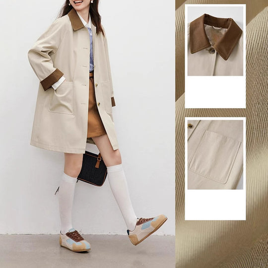 Damen Modische Übergangsjacke mit kontrastreichen Ärmeln Shop Nory
