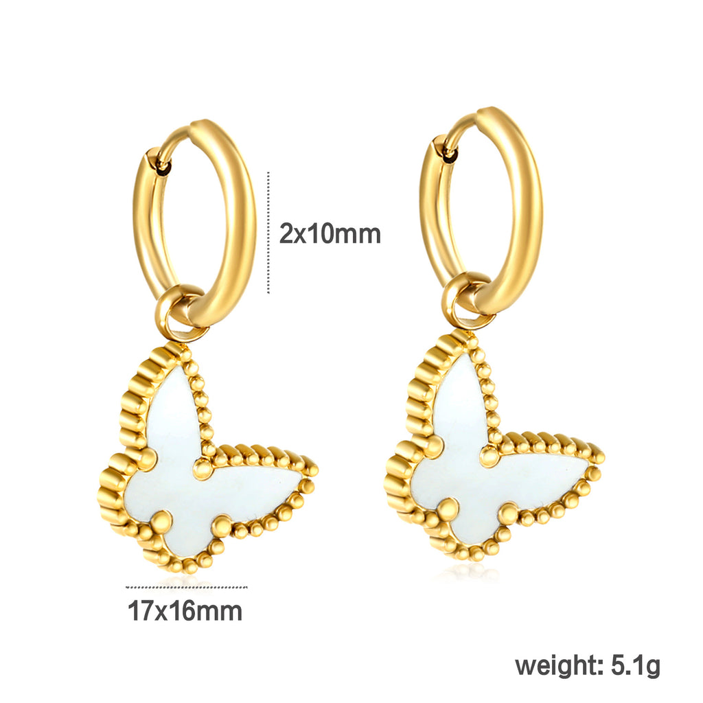 Damen Hängende Ohrstecker mit verspieltem Schmetterlingsdesign und hochwertigem goldplattierten Edelstahl Shop Nory