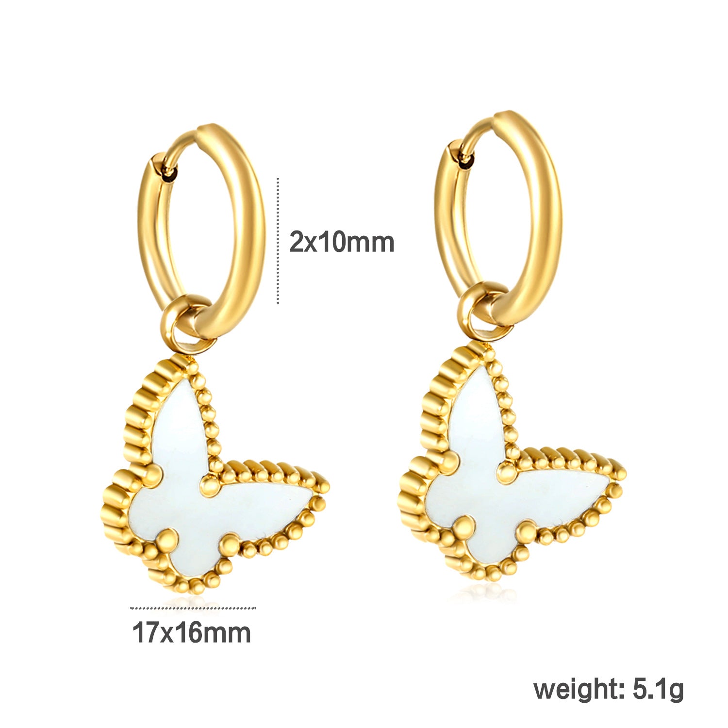 Damen Hängende Ohrstecker mit verspieltem Schmetterlingsdesign und hochwertigem goldplattierten Edelstahl Shop Nory