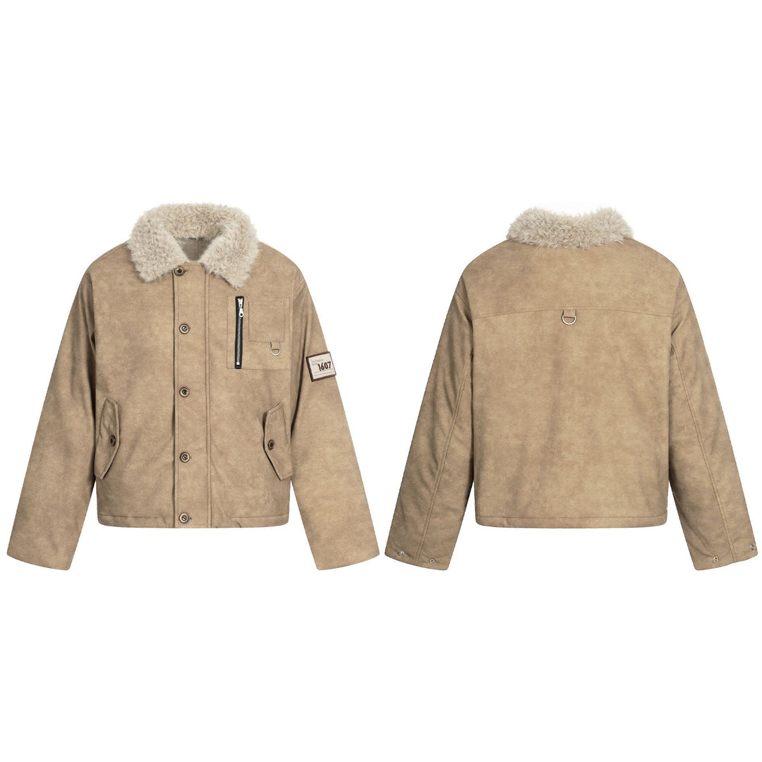 Herren Kurzblouson im Retro‑Military‑Look mit Teddyfellkragen und funktionalen Brusttaschen Shop Nory