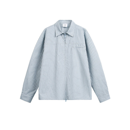 Herren Gestreiftes Overshirt mit Zwei‑Wege‑Reißverschluss und Brusttasche Shop Nory