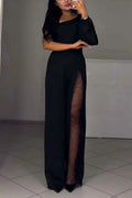 Damen Eleganter Jumpsuit mit transparenten Einsätzen und Pailletten