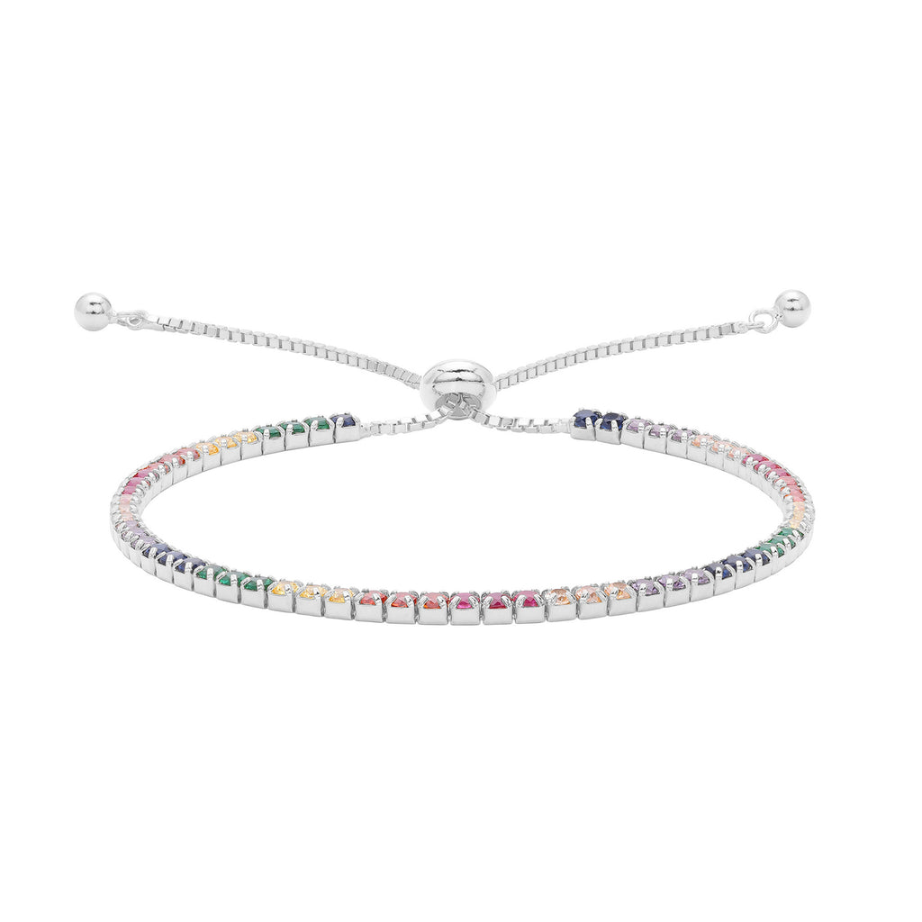 Damen Armband mit buntem Zirkonbesatz aus hochwertigem 925 Sterling Silber Shop Nory