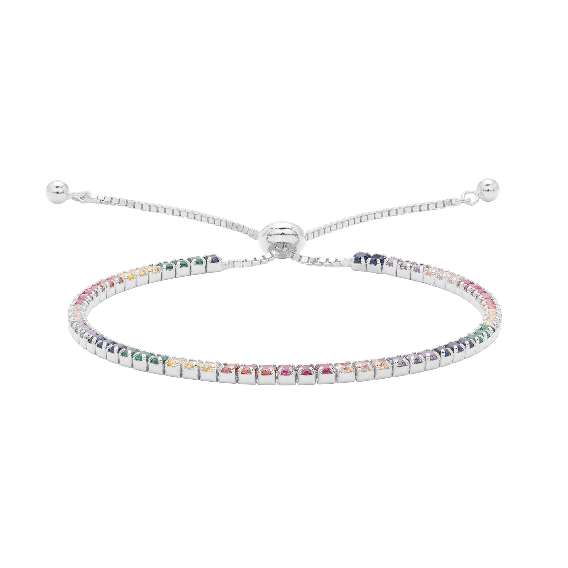Damen Armband mit buntem Zirkonbesatz aus hochwertigem 925 Sterling Silber Shop Nory